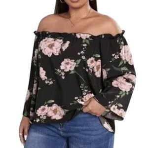SHEIN Floral Off the Shoulder Peasant Blouse
